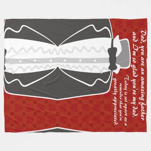 パーソナライズクラシックされたTuxedo見た目の素晴らしいパパ フリースブランケット (正面(横))