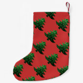 パーソナライズクリスマスツリー緑の赤 スモールクリスマスストッキング (裏面)