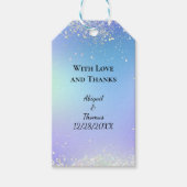 パーソナライズグリッターブルーパープル結婚式の引き出物 ギフトタグ (正面)