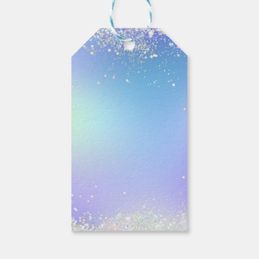 パーソナライズグリッターブルーパープル結婚式の引き出物 ギフトタグ (裏面)