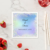 パーソナライズグリッターブルー結婚パープルの記念日 スタンダードカクテルナプキン (インサイチュ)