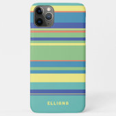 パーソナライズグリーン ブルー オレンジ 黄色 ストライプ Case-Mate iPhoneケース (裏面)