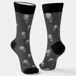 パーソナライズグレーとブラックのドクロハロウィン ソックス