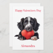 パーソナライズコッカースパニエル犬パピーバレンタイン シーズンカード (正面/裏面)