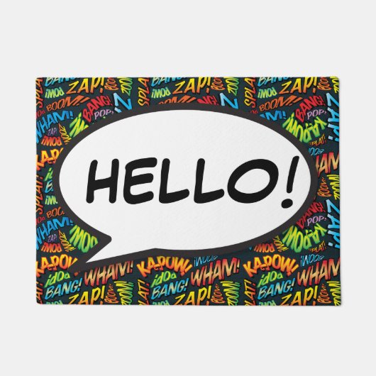 パーソナライズコミック・ポップアート HELLO ドアマット (正面)