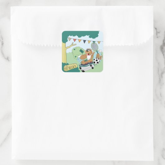 パーソナライズサマーキャンプベアースティッカーズスクエア スクエアシール (バッグ)