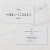 パーソナライズシンプルプロフェッショナルグレーのリネンのテクスチャ 名刺 (正面/裏面)