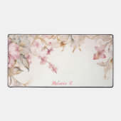 パーソナライズシンプルヴィンテージフローラ水彩 デスクマット (正面)
