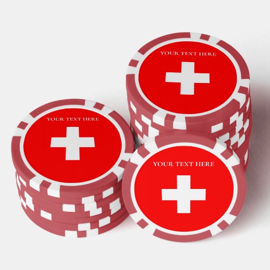 パーソナライズスイス国旗 Schweiz スイス ヨーロッパ ポーカーチップ (積み重ね)