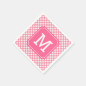パーソナライズスタイリッシュベビーピンクジンガムモノグラム スタンダードカクテルナプキン (角)