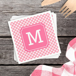 パーソナライズスタイリッシュベビーピンクジンガムモノグラム スタンダードカクテルナプキン