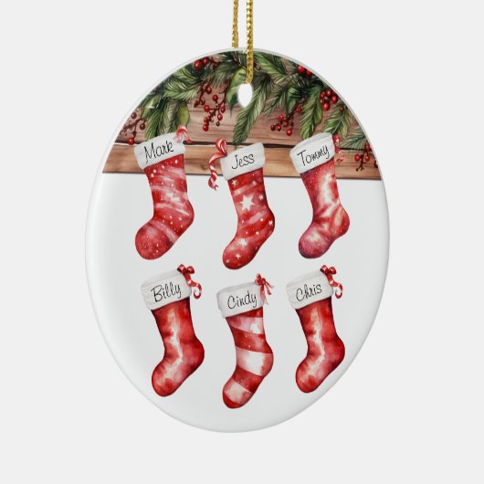 パーソナライズストッキング6クリスマスの大家族 セラミックオーナメント (右)