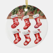 パーソナライズストッキング6クリスマスの大家族 セラミックオーナメント (正面)