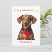 パーソナライズダックシュント子犬ハートカラーバレンタイン シーズンカード (スタンド正面)