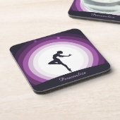 パーソナライズダンサーシルエットシュールリアルフルムーン コースター (左側)