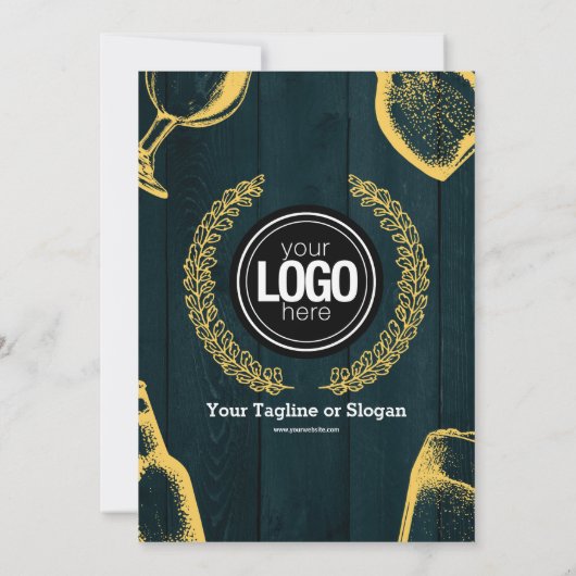 パーソナライズダークグリーンブルワリーテーマ招待状 招待状 (裏面)