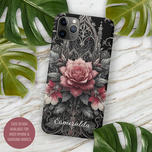 パーソナライズダークゴシックローズ フローラル ヴィクトリア調 Case-Mate iPhoneケース