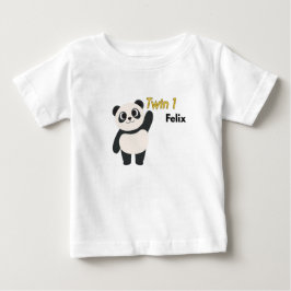 パーソナライズツイン1パンダベビーボディスーツ ベビーTシャツ