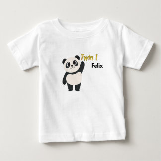 パーソナライズツイン1パンダベビーボディスーツ ベビーTシャツ