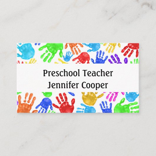 パーソナライズデイサービスプリスクール先生 カラフル 名刺 (正面)