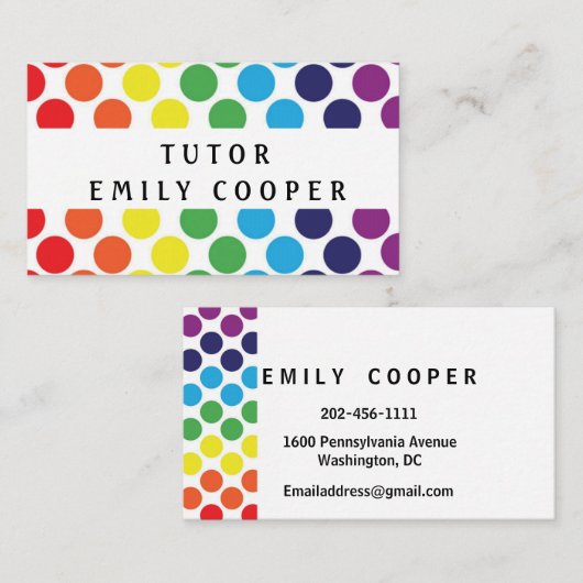 パーソナライズデイサービスプリスクール先生 カラフル 名刺 (正面/裏面)