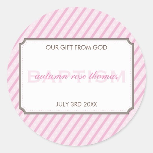 パーソナライズドイベントステッカー::ストライプキャンディ1 ラウンドシール (正面)