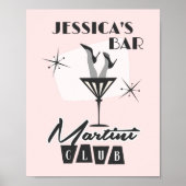 パーソナライズドカクテル マティーニ バー レトロ ポスター (正面)
