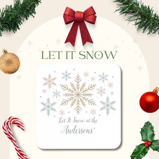 パーソナライズドクリスマスデザイン Let It Snow コースター