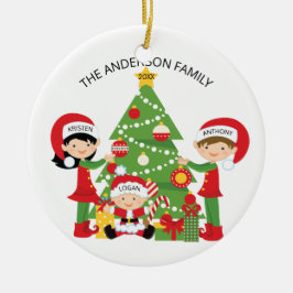 パーソナライズドクリスマス 3人家族 セラミックオーナメント