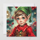 パーソナライズドクリスマス Whimsical Elf シーズンカード (正面)