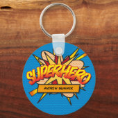 パーソナライズドコミックブックポップアートスーパーヒーロー キーホルダー (正面)