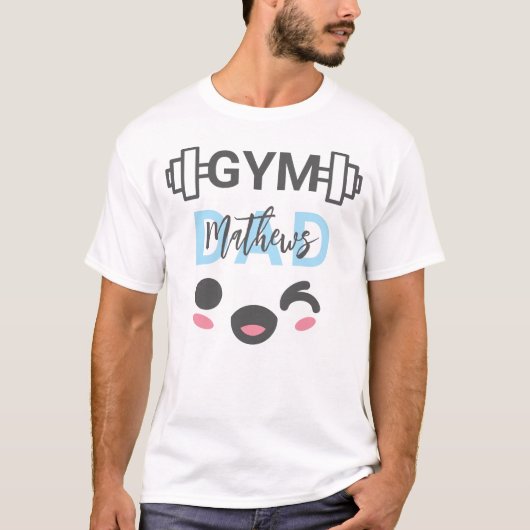 パーソナライズドジムお父さんスマイルフェイスかわいい Tシャツ (正面)