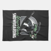 パーソナライズドスノーボーディング スノーボーダー シュレッディング キッチンタオル (横)