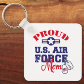 パーソナライズドッグラベル米国空軍ママ キーホルダー (正面)