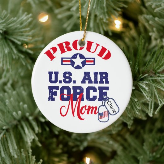 パーソナライズドッグラベル米国空軍ママ セラミックオーナメント (ツリー)