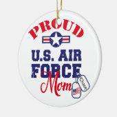 パーソナライズドッグラベル米国空軍ママ セラミックオーナメント (左)