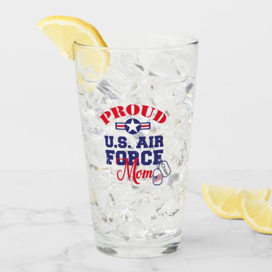 パーソナライズドッグラベル米国空軍ママ タンブラーグラス (アイス正面)
