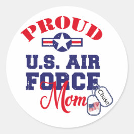 パーソナライズドッグラベル米国空軍ママ ラウンドシール