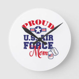 パーソナライズドッグラベル米国空軍ママ ラウンド壁時計