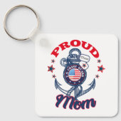 パーソナライズドッグ誇りを持ったラベルUSコーストガードママ キーホルダー (正面)