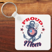 パーソナライズドッグ誇りを持ったラベルUSコーストガードママ キーホルダー (正面)