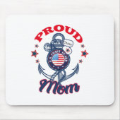 パーソナライズドッグ誇りを持ったラベルUSコーストガードママ マウスパッド (正面)