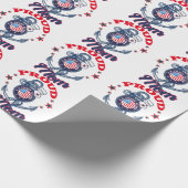 パーソナライズドッグ誇りを持ったラベルUSコーストガードママ ラッピングペーパー (角)