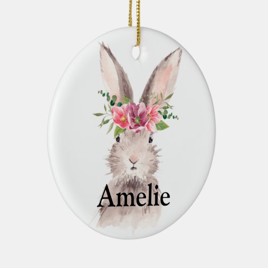 パーソナライズドネームキュートイースターバニー セラミックオーナメント (右)