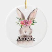 パーソナライズドネームキュートイースターバニー セラミックオーナメント (裏面)