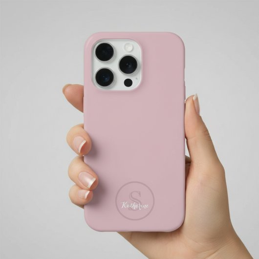 パーソナライズドネームモノグラム ダスティローズ iPhoneケース