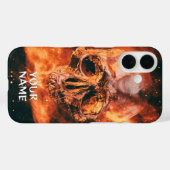 パーソナライズドネーム 宇宙の炎のドクロ Case-Mate iPhoneケース (裏面 (横))