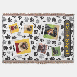 パーソナライズドフォトコラージュ Puppy Paws スローブランケット
