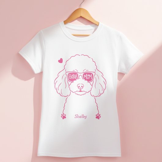 パーソナライズドプードル犬ママ ローズピンクTシャツ Tシャツ