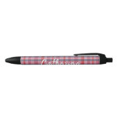パーソナライズドペン|ワンオウルアーティスト ピンク格子柄 黒ボールペン (トップ)